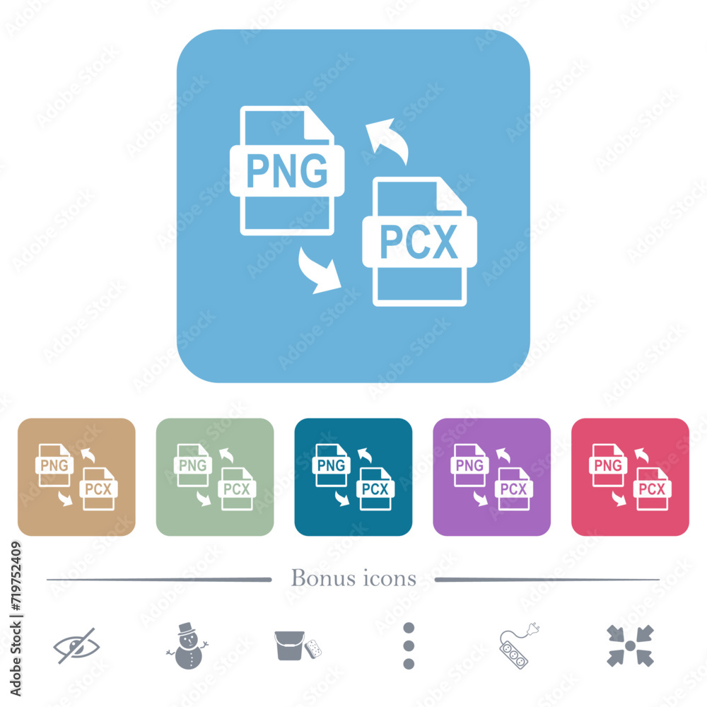 Poster png pcx file conversion flat icons on color rounded square backgrounds