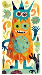 smiling monster fairytale character cartoon illustration fantasy cute drawing book art graphic