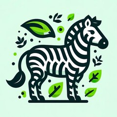 Green Ethical Emblem of a Zebra