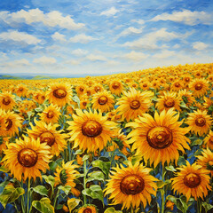 boho style landscapes art of field of sunflowers