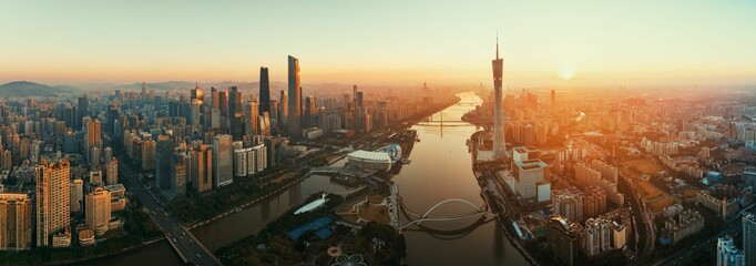 Guanghzou city skyline sunset - Powered by Adobe