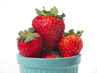 Close up of ripe strawberries.