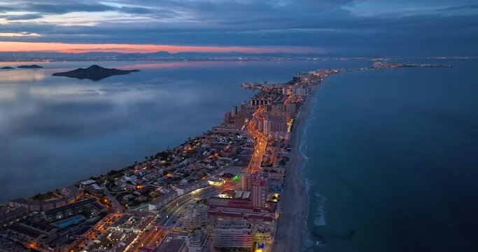 Aerial view. La Manga Peninsula Spain, Cartagena, Murcia