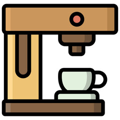 coffee marker icon illustration design with filled outline