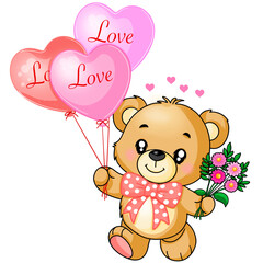 Baby bear with balloons
