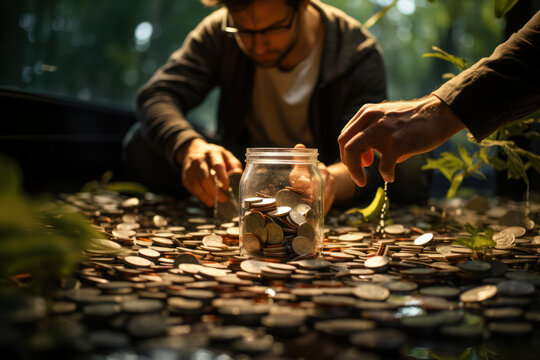 A captivating moment of a person volunteering for a meaningful cause, illustrating the fulfillment derived from contributing to society through financial empowerment.  Generative Ai.