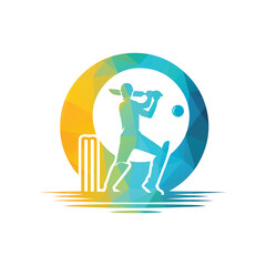 Cricket Player Logo Inside a Shape of Ring