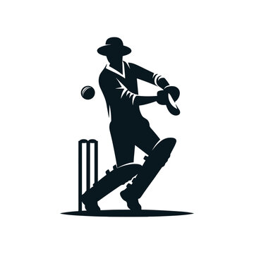 Cricket Player Logo Design Vector