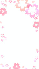 縦型、16:9、水彩風の美しい桜のイラストフレーム