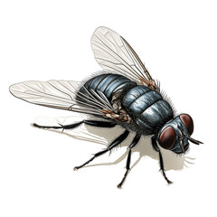 fly isolated on white illustration in hand drawn insect vector style