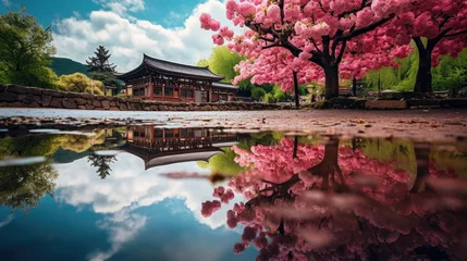 Deurstickers japan zen temple todai landscape panorama view photography Sakura flowers pagoda peace silence © Wiktoria