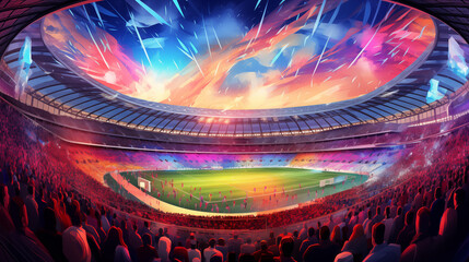 Spectacular Stadium Skyline - Paris 2024 Olympics - obrazy, fototapety, plakaty