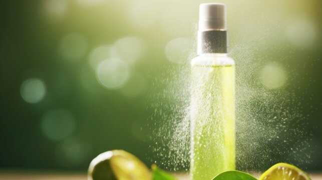 Closeup of a spray bottle of a refreshing and hydrating facial mist