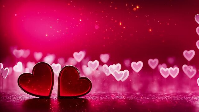 valentines day hearts motion background, wallpaper copyspace, love and passion 14 February and anniversary background