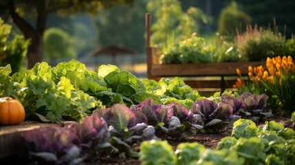
A photo capturing a vegetable garden with ripe produce, showcasing the rewards of home gardening and sustainability.