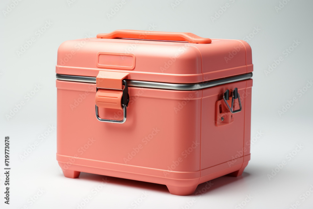 Poster Cooler bag in trendy color. Background with selective focus and copy space