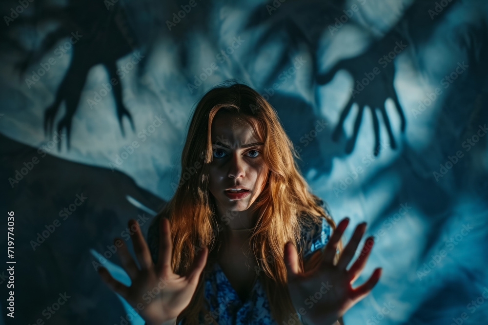 Poster fears concept. background with selective focus and copy space