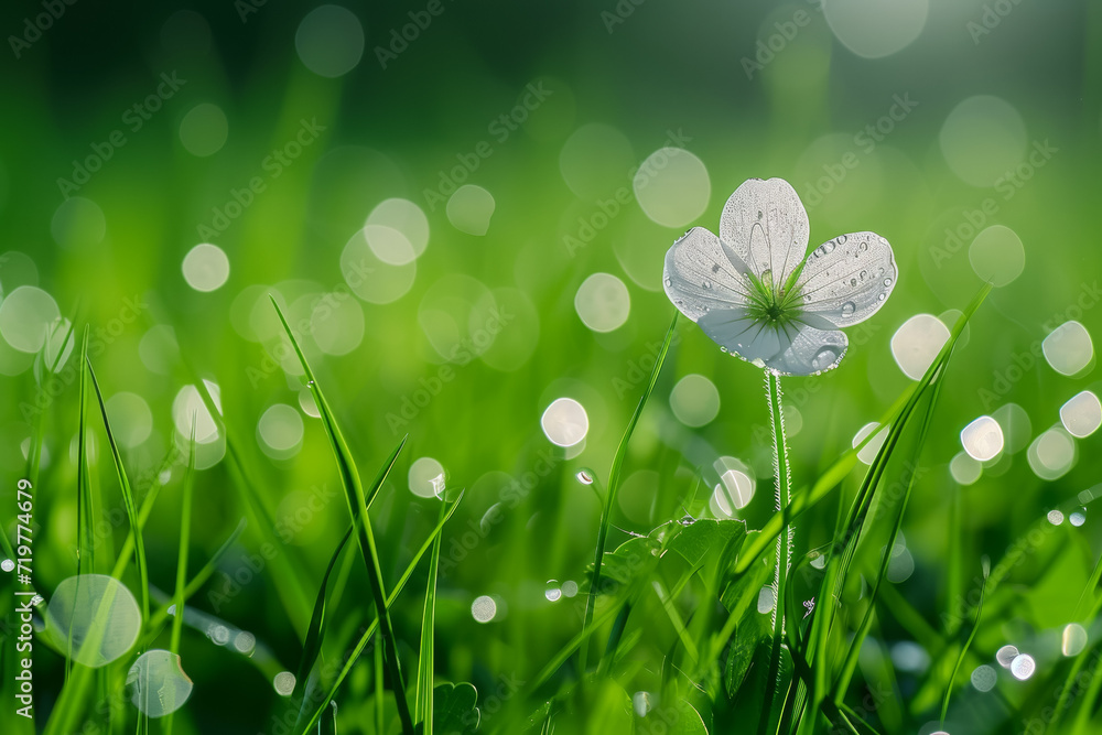 Poster light spring flower in the meadow. background with selective focus and copy space