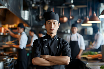 Asian Chef's Confidence Shines in the Heart of a Restaurant Kitchen