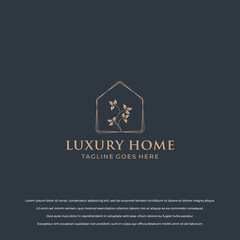 Luxury Home minimalis furniture interior with tree  logo design