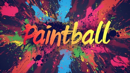 Paint Splattered Background with the Word Paintball Written in Splattered Paint