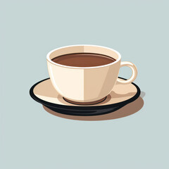 Obraz premium Morning Aroma: Cup of Freshly Roasted Espresso, Icon of Happiness and Energy, on Vintage Saucer, in Cafe Kitchen with Steam, against White Background