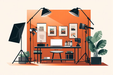 Professional Studio Equipment: Interior Lighting and Background for Creative Photography