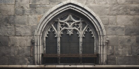 Fototapeta premium Authentic medieval architectural detail: Gothic window/arch, textured background, forged element.