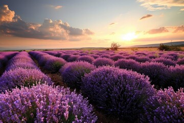 Fototapeta premium Lavender field at sunset