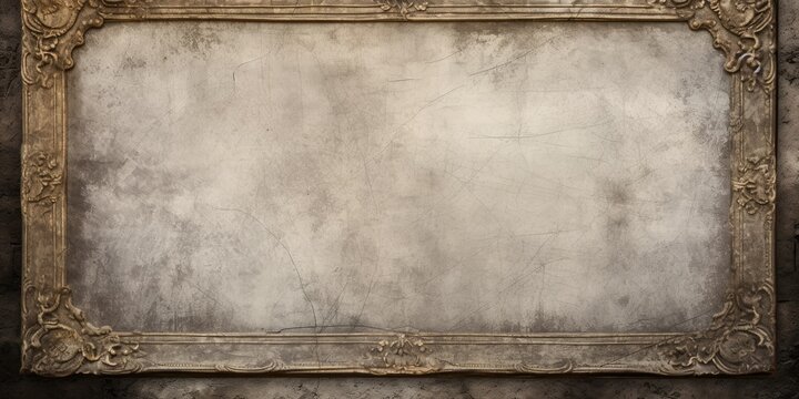 Vintage background with an empty grunge canvas and old silver frame for your picture or image.