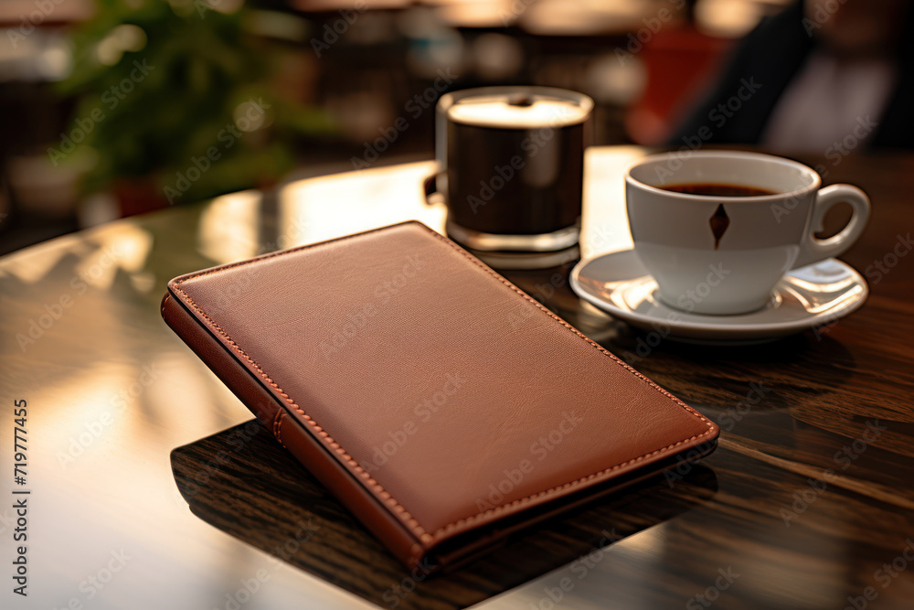 Poster a smart and stylish wallet complemented by a cutting-edge payment app, embodying the synergy between