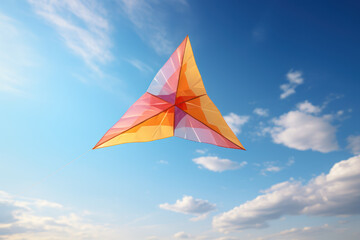A colorful kite soaring in a clear sky, embodying the playful and carefree nature of childhood and the freedom to dream. Generative Ai.
