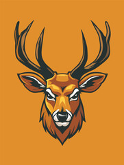 Deer Head illustration isolated on brown background
