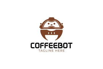 Robot Coffee logo identity and modern coffe machine logo concept for cafe and food beverage