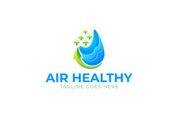 Fototapeta na wymiar Liquid Air healthy gradient logo concept