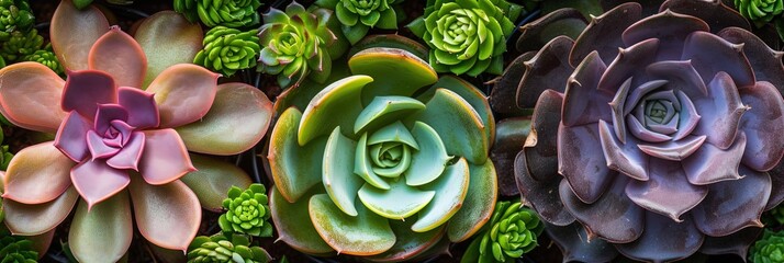Overhead photo of gorgeous succulents 