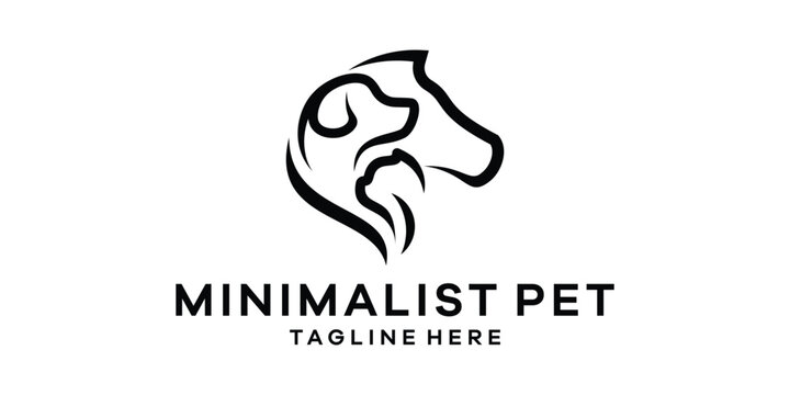 pet care logo design, minimalist pet, head logo, animal symbol logo design.