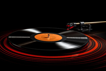 vinyl record technology, black background