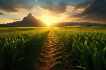 corn field sun rays peaceful landscape freedom scene beautiful nature wallpaper photo