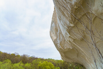 Limestone mountain. Background with selective focus and copy space