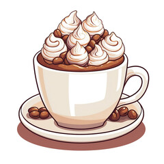 Cup of coffee with cream icon isolated on transparent background.