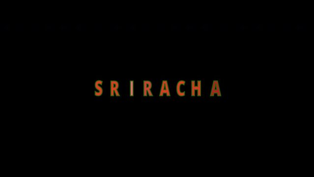 Sriracha red Jumping Text effect with Tomatoes icons - Text Animation on Black background