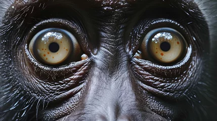 Gordijnen closeup on young gorilla face © Brian