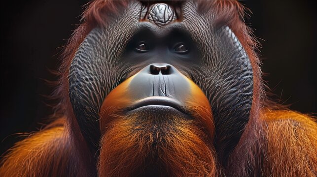 close up of an orangutan