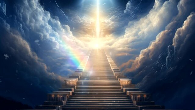 stair way to heaven paradise with cloudy place video looping background
