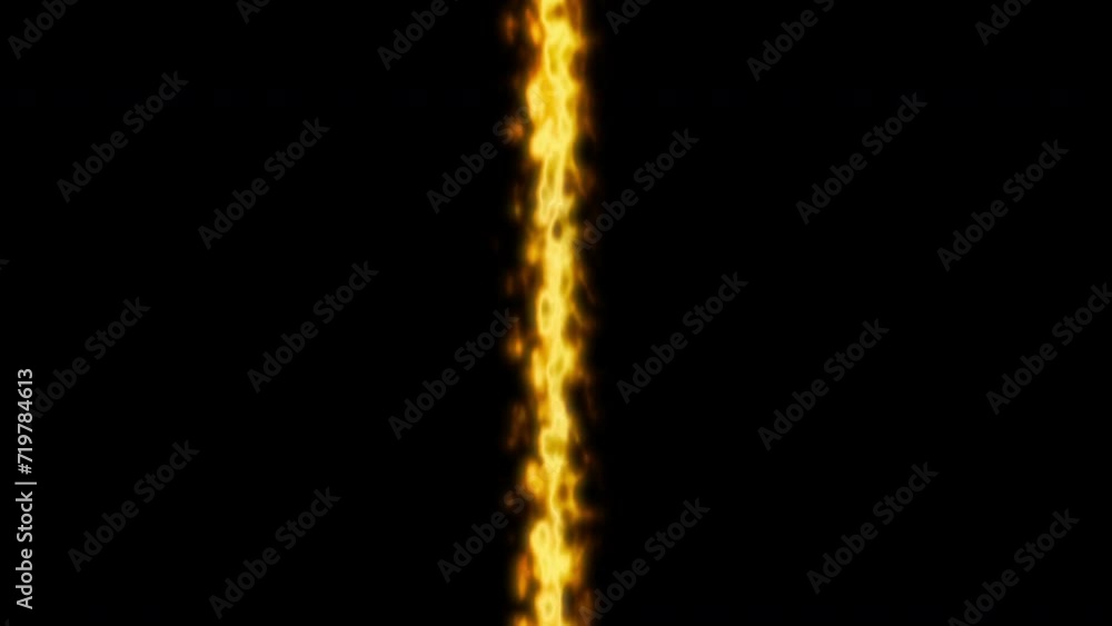 Poster animation of bright and glowy vertical stream of fire moving from top to bottom. alpha channel