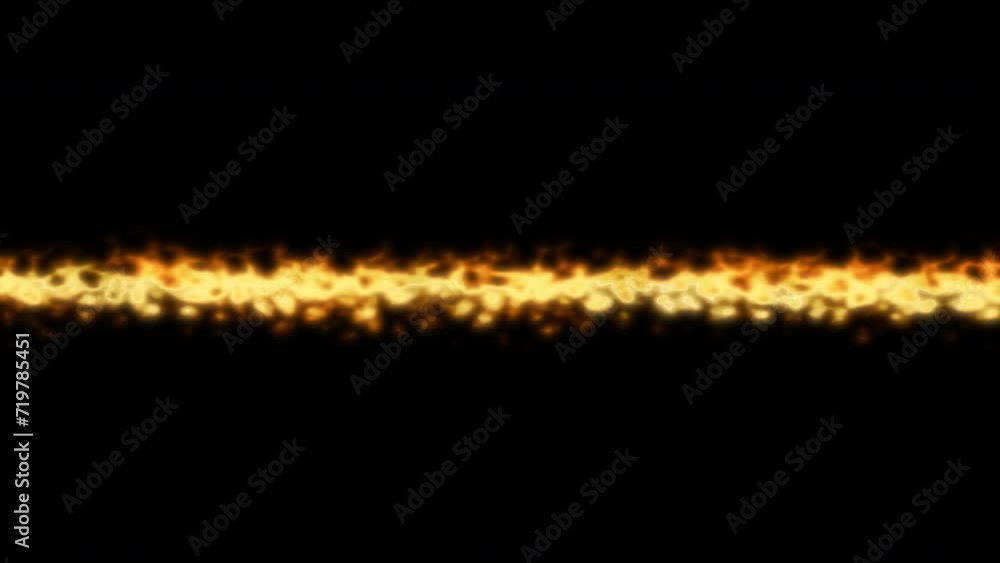 Poster animation of bright and glowy horizontal stream of fire moving from left to right. alpha channel