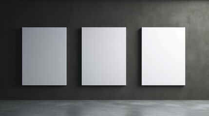 three Blank empty frame poster mockup portfolio living room presentation furniture living room