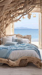 Fototapeta na wymiar Coastal Dreams: Serene Bedroom Escape