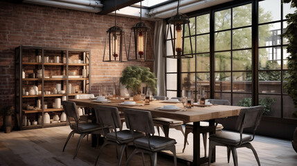 Urban Dining Elegance: Industrial Chic